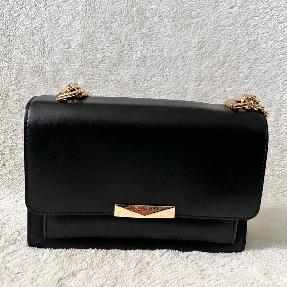 Michael Kors Black Crossbody Bag with Gold Accents